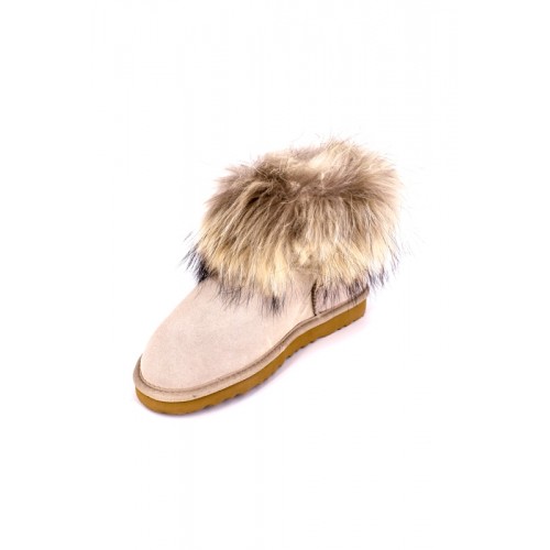 Cizme ghete din piele intoarsa naturala tip ugg bej 2
