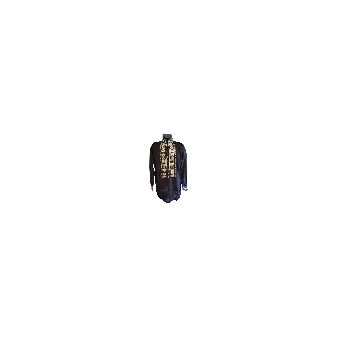 Ie neagra cu guler tunica broderie aurie