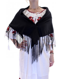 Batic traditional negru cu franjuri 2