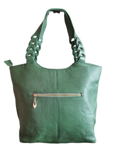Geantă damă din piele naturală verde cu barete împletite – eleganță și rafinament 2