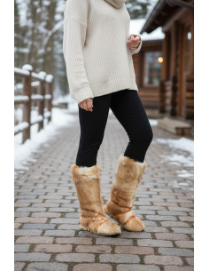 Cizme Pentru Dama Femei Blana Naturala Beige marimi disponibile de la 35 la 41