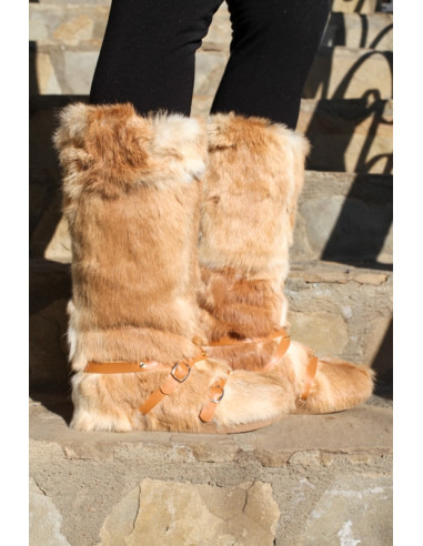 Cizme Pentru Dama Femei Blana Naturala Beige marimi disponibile de la 35 la 41