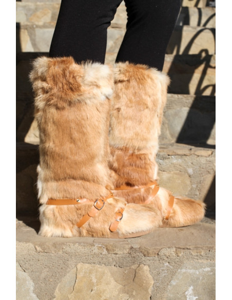Cizme Pentru Dama Femei Blana Naturala Beige marimi disponibile de la 35 la 41