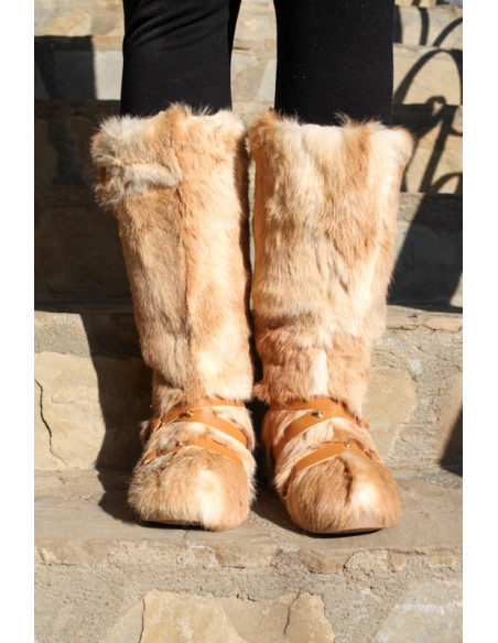 Cizme Pentru Dama Femei Blana Naturala Beige marimi disponibile de la 35 la 41