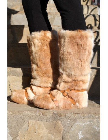 Cizme Pentru Dama Femei Blana Naturala Beige marimi disponibile de la 35 la 41