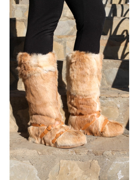 Cizme Pentru Dama Femei Blana Naturala Beige marimi disponibile de la 35 la 41