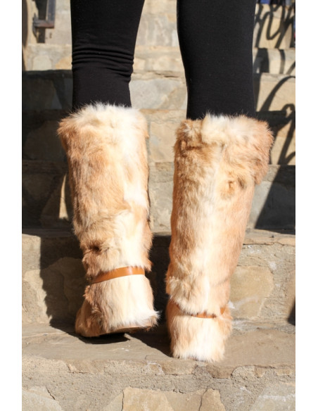 Cizme Pentru Dama Femei Blana Naturala Beige marimi disponibile de la 35 la 41