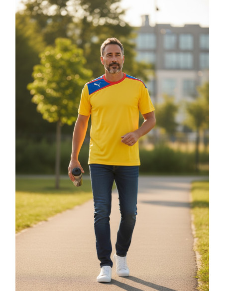 Tricou Puma barbati galben sport din material sintetic respirabil