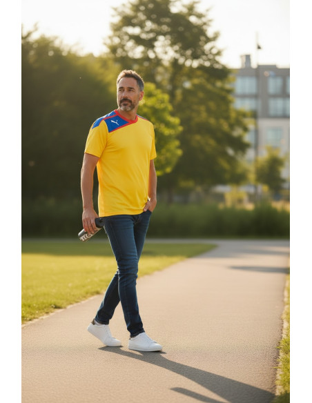 Tricou Puma barbati galben sport din material sintetic respirabil