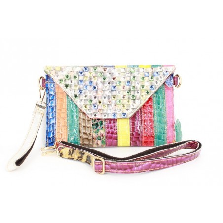 Geanta plic piele multicolor