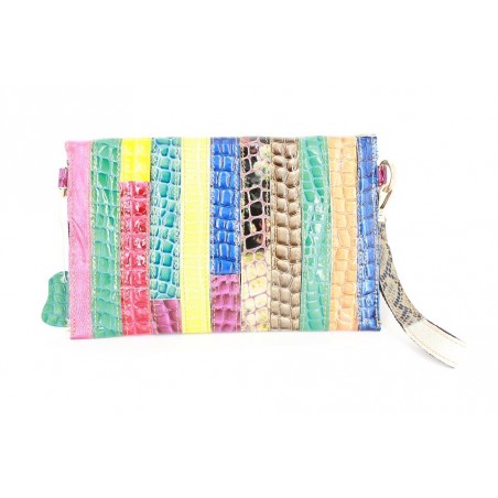 Geanta plic piele multicolor