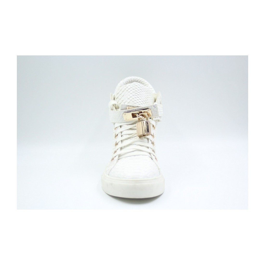 Ghete Femei Piele White Lock